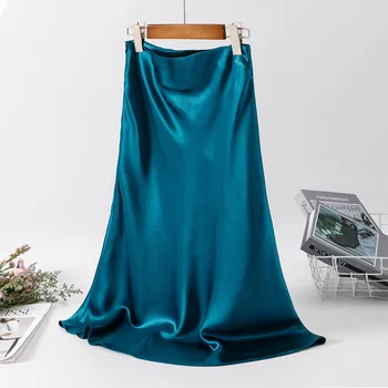 

new skirt women's summer A-line skirt with INS style and all kinds of silk slip show thin wrap hip high waist skirt