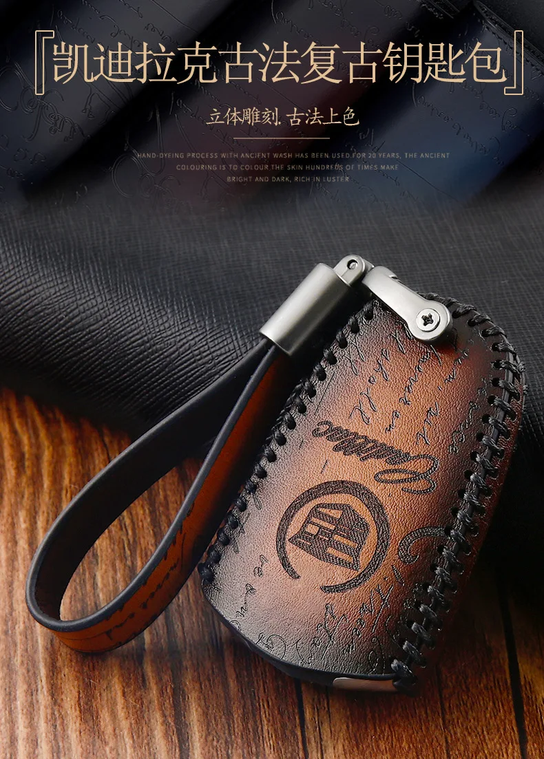 Genuine Leather Car Key Case Cover for Cadillac ATS CT6 CTS SRX XT5 XT4 SLS XTS XT6 ESCALADE XLR