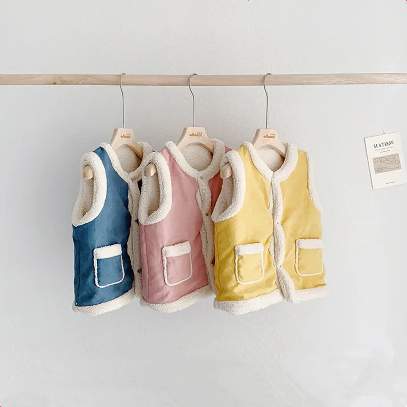 Autumn and Winter Children Lambs Waistcoats Korean Style Baby Girls Boys Cute Warm Vests Toddlers Kids Clothes Sleeveless Coats