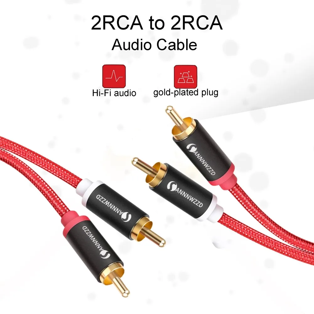 Аудиокабель 2RCA к 2 RCA штекер позолоченный аудиокабель м 3 5 для домашнего