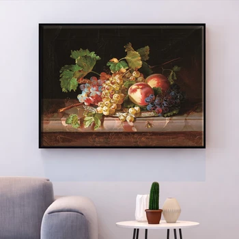 

HUACAN Embroidery Fruit Kits Cross Stitch Food Still Life Needlework Sets White Canvas DIY Home Decor 14CT 40x50cm