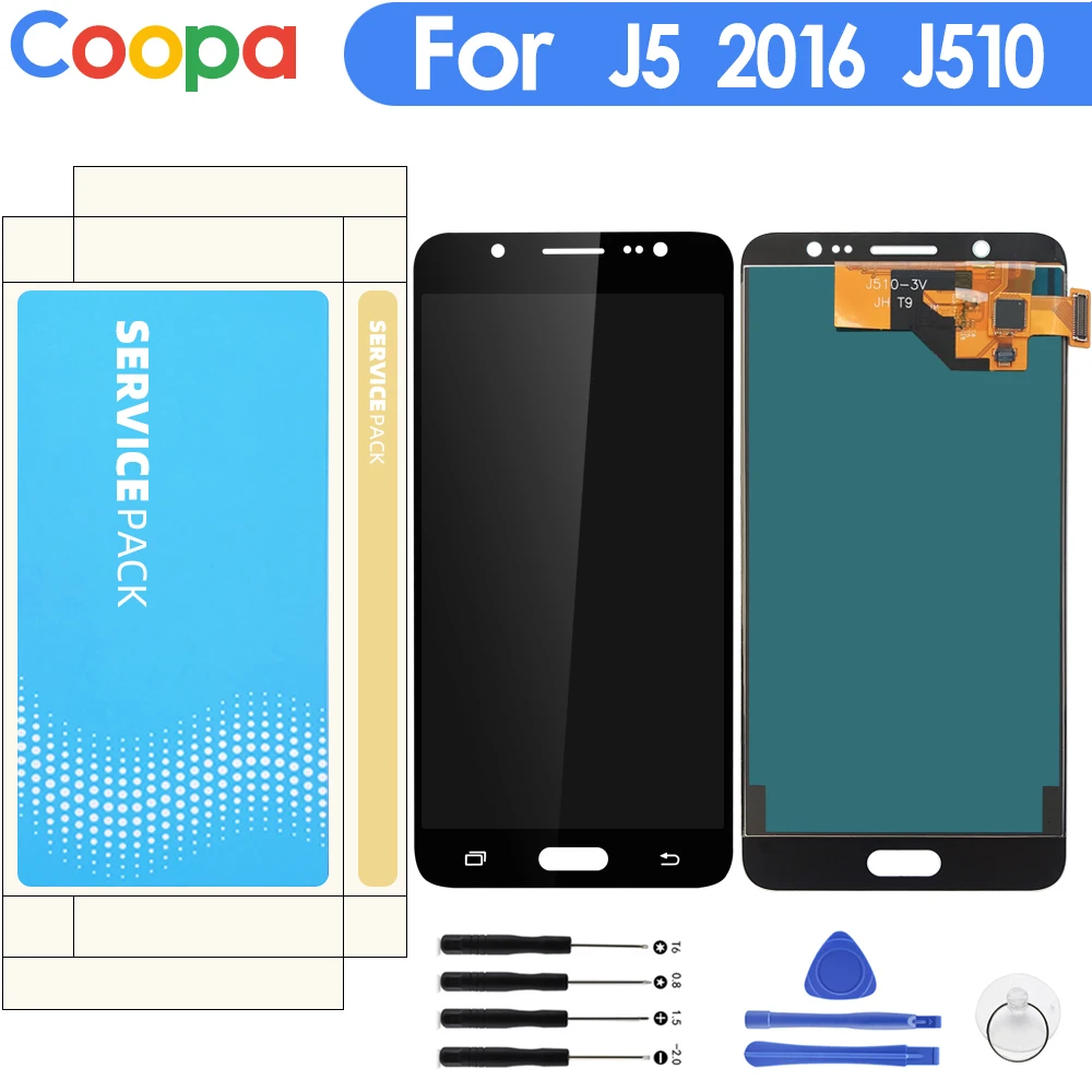 ЖК-дисплей с регулировкой яркости для samsung Galaxy J5 SM-J510F J510FN J510M J510+ кодирующий преобразователь сенсорного экрана в сборе