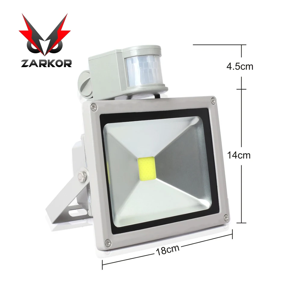 20W 6000K WhiteLight Zarkor светильник с датчиком управления, 6000лм, 6000 K, уличная энергосберегающая лампа для уличного двора, лампа с датчиком движения, светодиодный светильник с прожектором, рабочий светильник - Цвет: 20W 6000K WhiteLight