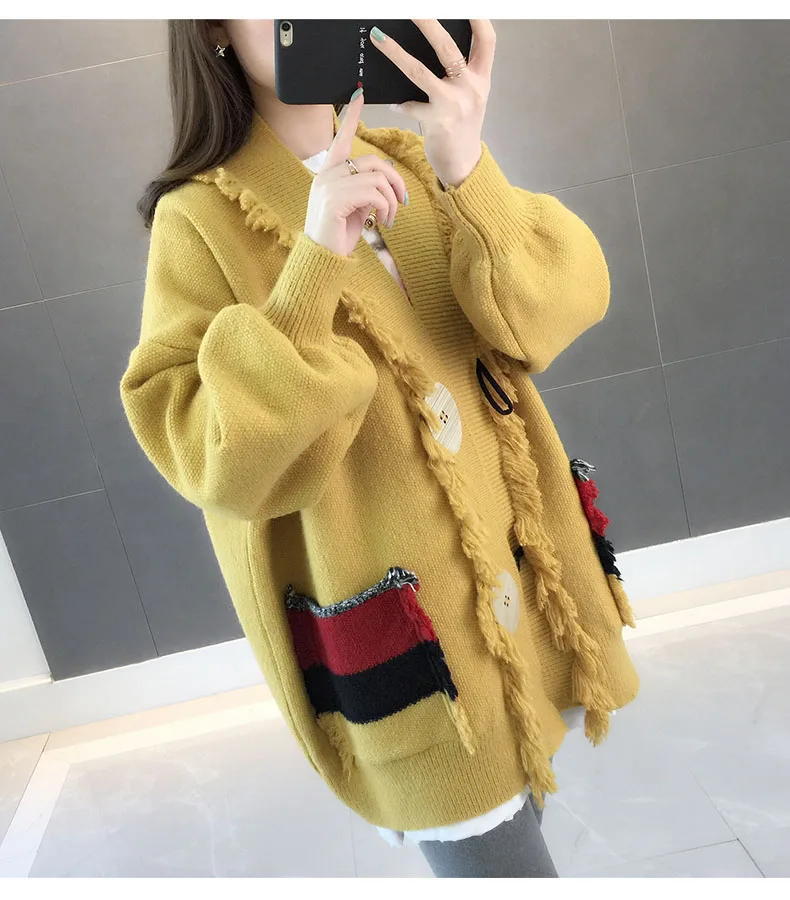 Woherb корейский стиль женский толстый свитер с кисточками пальто осень зима одежда длинный рукав Свободный Повседневный длинный кардиган трикотажные топы