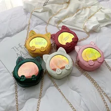 Растаянная овечка, наплечный кошелек, модная маленькая круглая сумка с лазерными буквами, Мультяшные Детские аксессуары, сумка через плечо, Детская сумочка для девочек