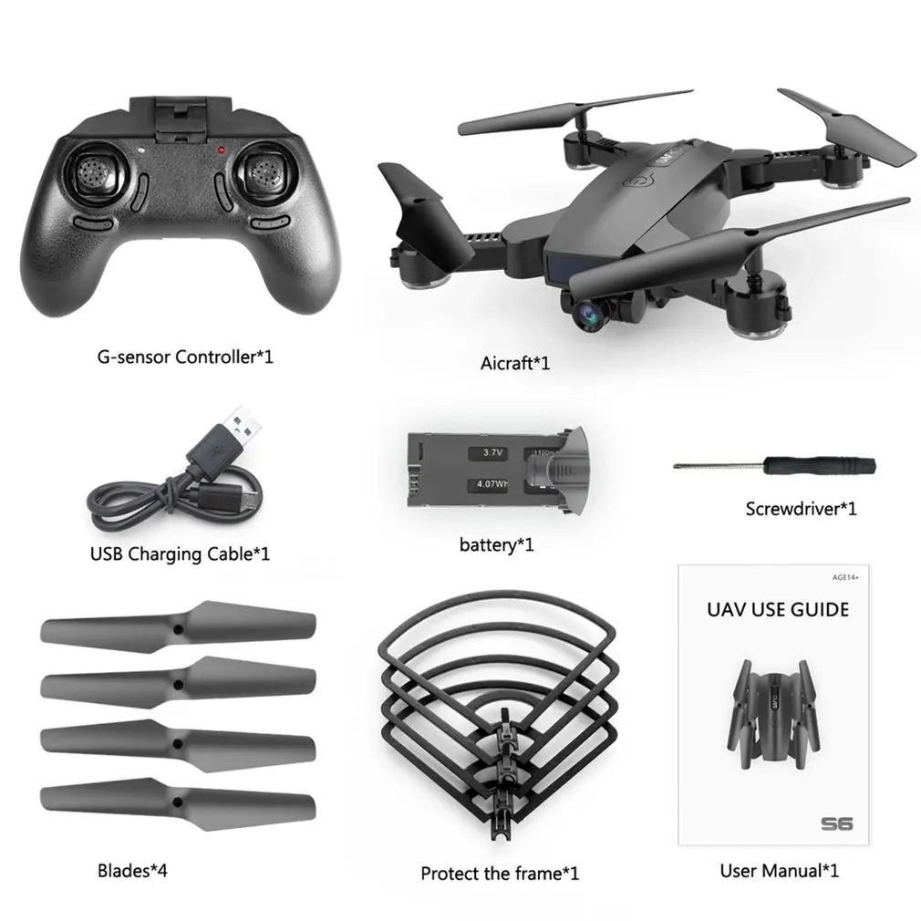 

SMRC S6 720P HD WIFI Camera Quadcopter Altitude Hold Remote Control RC Quadcopter Camera Optical Flow Positioning Drone Aircraft