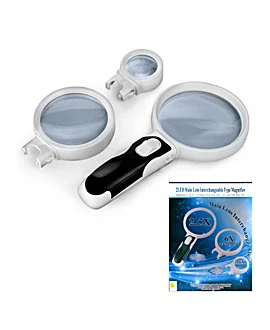 

Magnifier Kromatech hand round with removable lens: 2.5x/90mm 6x/65mm; 16x/37mm with backlight (LED)