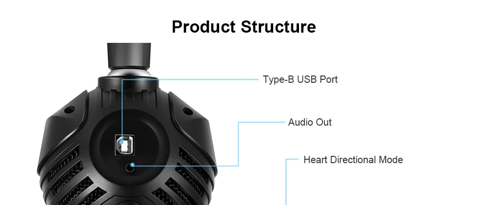 Yanmai Сферический сердечный направленный USB конденсаторный микрофон