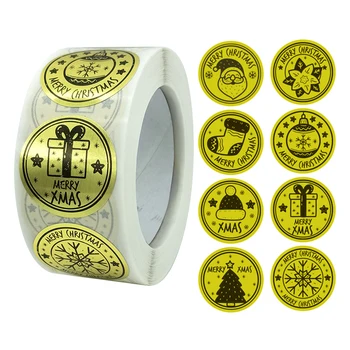 

500pcs 1inch Office School Scrapbooking Golden Merry Christmas Labels Photo Albums Gift Wrapping Self Adhesive Festival Decor