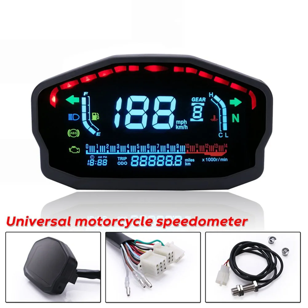 

Water Temperature Auto Speedometer Digital Odometer LCD Screen Motorcycle Easy Install Fuel Level Display For 2 4 Cylinders