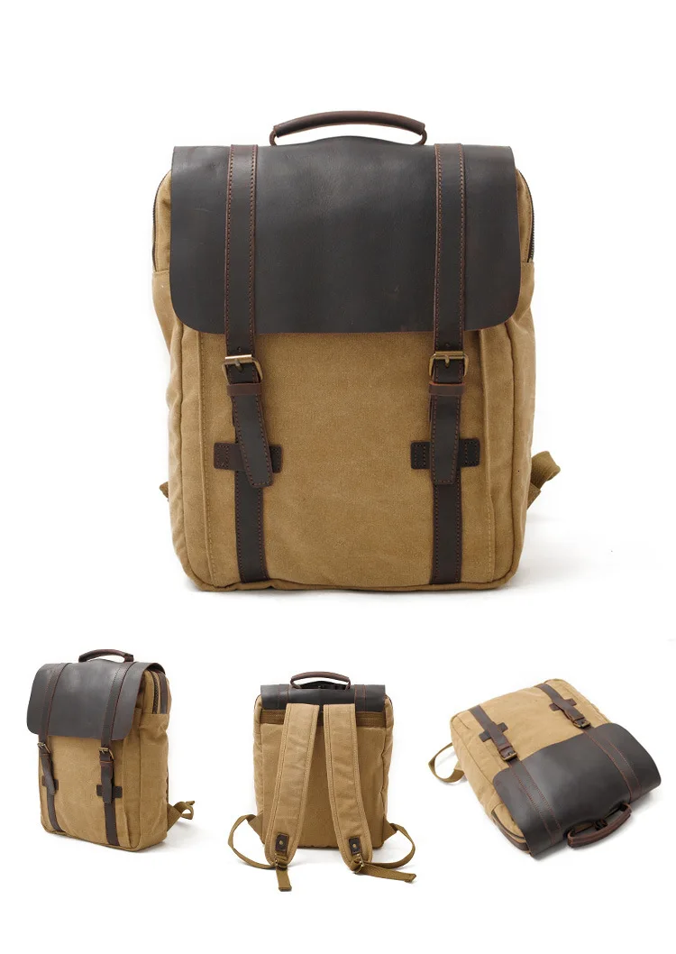 Leather New Fashion Backpack M062 Canvas Men Backpack School Bag Military Backpack Women Rucksack Male Knapsack Bagpack Mochila