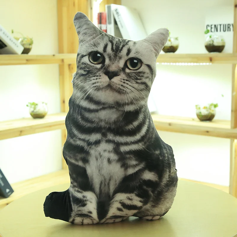 1 шт., милый кот, мягкие животные, кукла, плюшевая подушка для дивана, подушка для малышей, детей, домашний декор, забавный подарок на день рождения для девочки - Цвет: Черный