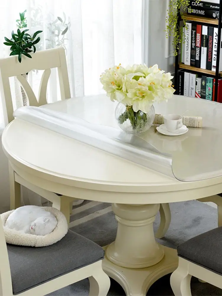  Multi-size Transparent PVC Tablecloth Waterproof Square Round Tablecloth Scratch-resistant Oil-proo