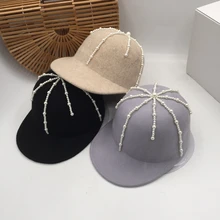 НОВАЯ шапка для верховой езды, женская осенняя и зимняя шапка с диким утиным пухом, модная шерстяная бейсболка с жемчугом, рыцарская Кепка