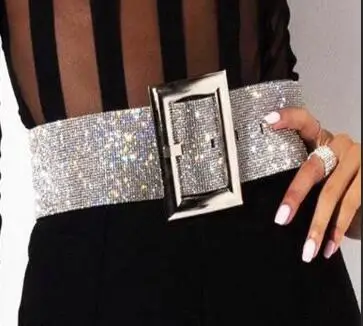 Новые роскошные ремни женские хрустальные цепи ремень горный хрусталь невесты широкий шикарный женский кристалл талии свадебные аксессуары для кожаного ремня - Цвет: silver