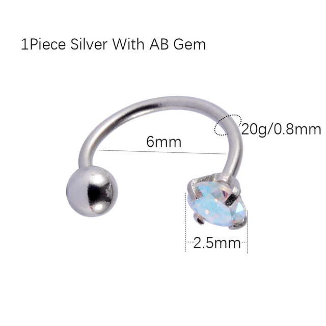 6/8mm Stainless Steel Zircon Cz Hoop Tragus Cartilage Helix Stud Earring Conch Rook Daith Lobe Ear Screw Piercing Jewelry