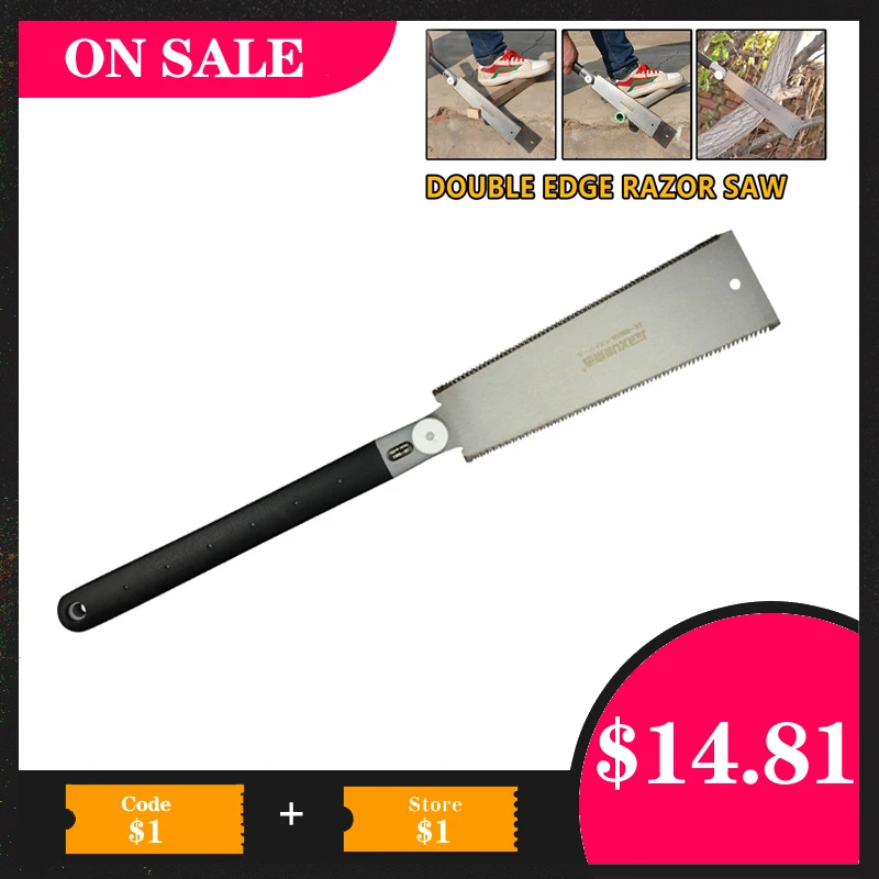 9-1//2/'/' Double Edge Razor Saw Japanese Ryoba Style Pull Saw 14 9 Teeth