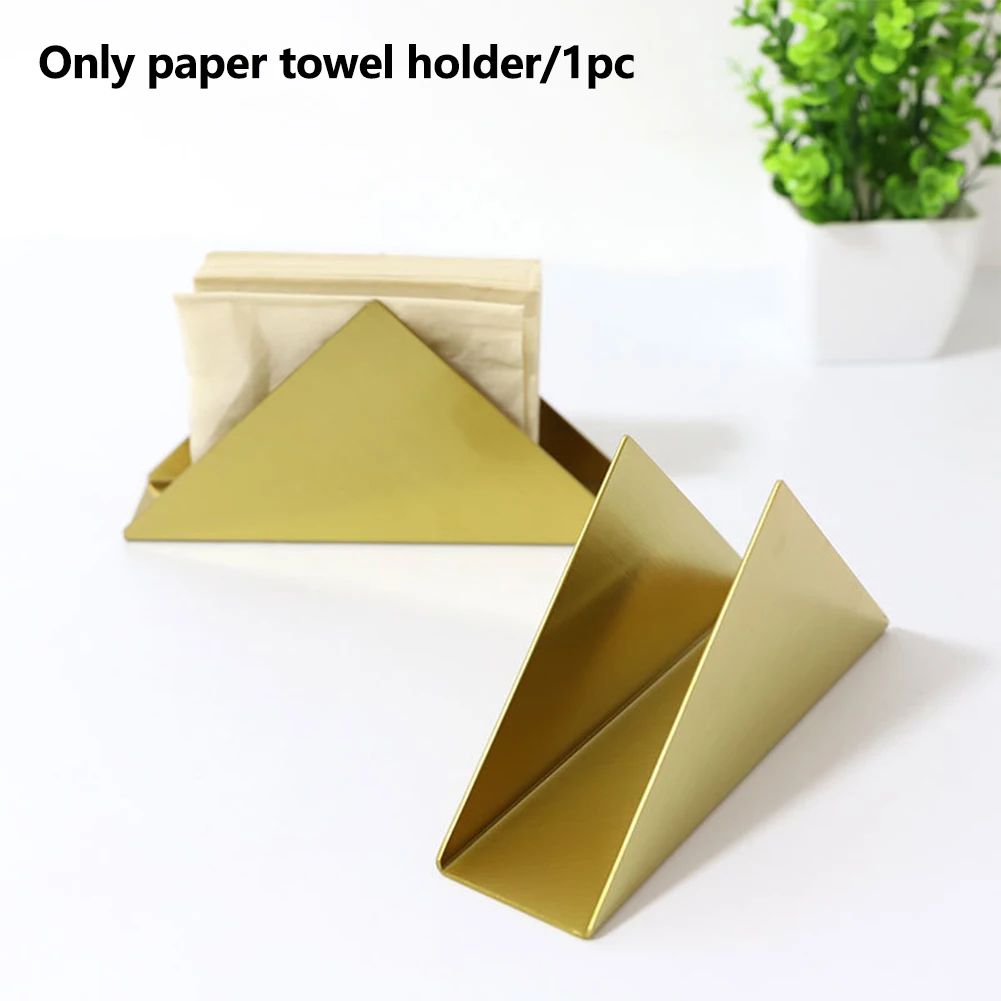 Home Dining Table Triangle Hotel Plating Vertical Stainless Steel Desktop Tissue Rack Restaurant Holder Napkin Seat Office