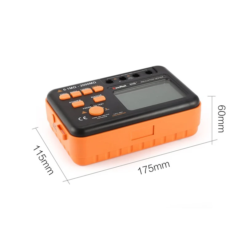 RuoShui 60B+ 1000V тестер сопротивления изоляции цифровой измеритель изоляции встряхивание стола Измеритель сопротивления изоляции