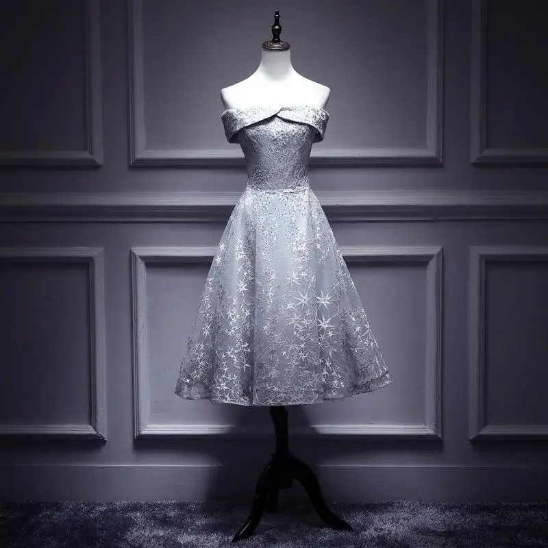 Элегантное однотонное вечернее платье, платье Qipao, изысканный горный хрусталь, длинное Сетчатое платье, платье для выпускного вечера с открытыми плечами, халат De Soiree - Цвет: Gray2