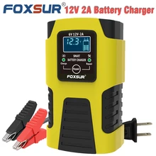 

FOXSUR 12V 2A Car Battery Charger,6V 2A Automatic Smart Lead Acid GEL AGM Wet Calcium Deep Cycle Pulse Repair Motorcycle Charger