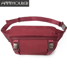 Бренд annmouler Женская поясная сумка полиэстер поясная сумка черный Cossbody нагрудная сумка качественные Чехлы для телефона большая емкость маленькая сумка