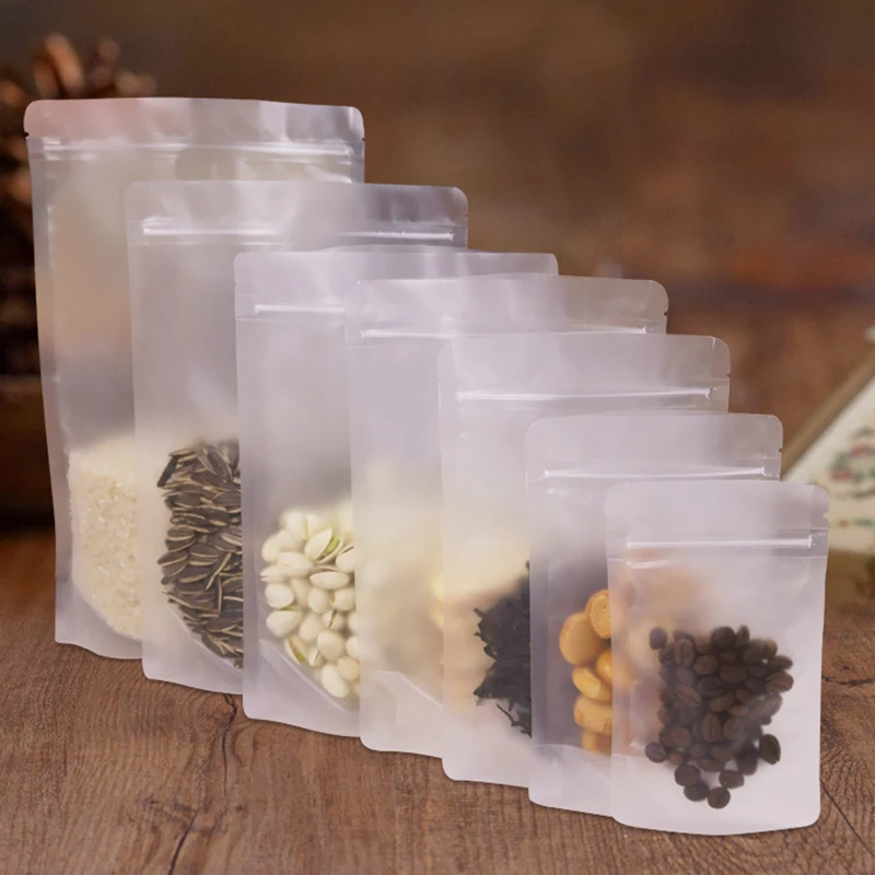 50pcs Frosted Self Stand 20 Wire Zip Lock Bag Nuts Bean Chrismas Candy Cookie Food Baking Water Proof Plastic Packaging Bags