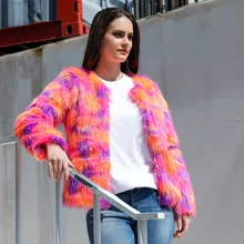 Женское меховое пальто, Осень-зима, Женская куртка, бохо, искусственный мех, верхняя одежда, кардиган с длинными рукавами, свободное, на пуговицах, с карманом, короткое пальто