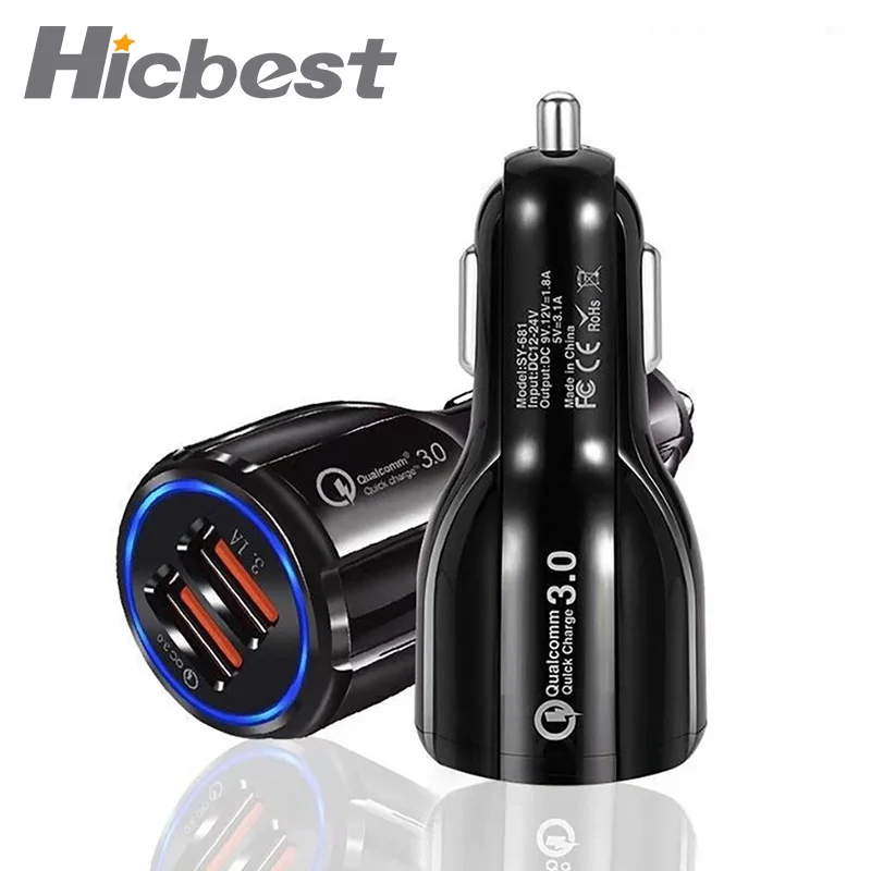 18 W Auto Phon Ladegerät QC 3,0 Schnelle Lade Auto Ladegerät für Mobile Phon Quick Charge QC 3,0 USB Auto adapter für Samsung S10 S9 S8