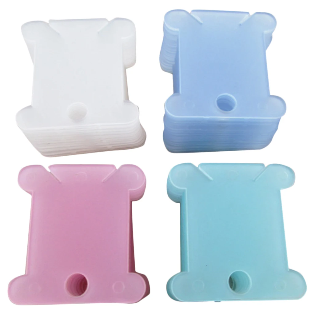 Plastic Thread Bobbins Holder for Cross Stitch Embroidery Winding Board Pack of 100