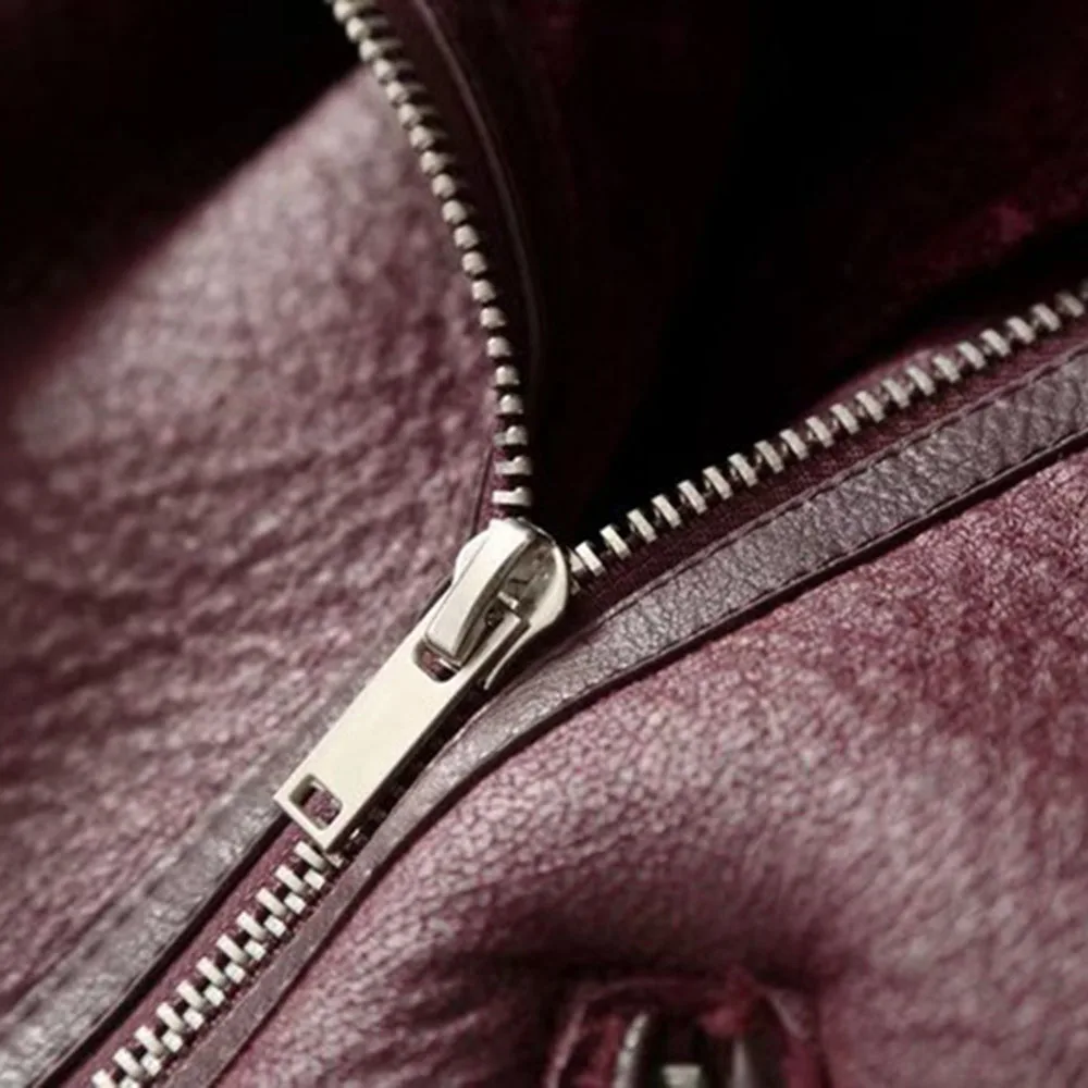 Winter Fashion Solid Color Women Jackets Warm Outwear Motorcycle Leather Jackets Coats Female Faux Fur Lapel Collar PU Outwear