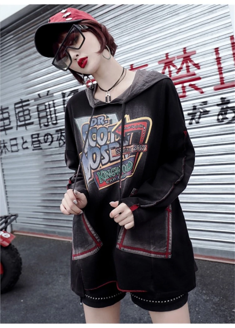 Max LuLu Роскошные корейские девушки Harajuku уличная Женская Панк футболка с капюшоном осень Camisetas Mujer Женская футболка с принтом размера плюс