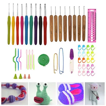 

Aluminum Crochet Hooks Set Knitting Needles Afghan Hooks Kits Accessories with Carry Box MYDING