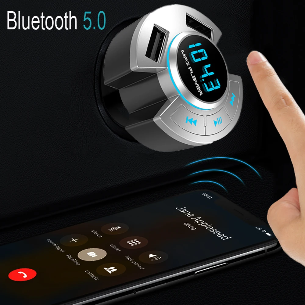 FM трансмиттер JINSERTA автомобильный комплект громкой связи Bluetooth 5 0 MP3 плеер в машину