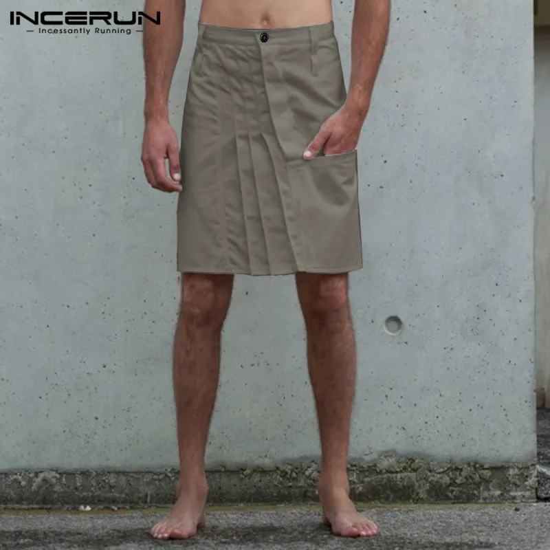 Vintage Men Skirts Pants Casual Button Solid Color Pleated Skirts Trousers Men Kilt Fashion Punk Style Pants Men S-5XL INCERUN Vintage Men Skirts Pants Casual Button Solid Color Pleated Skirts Trousers Men Kilt Fashion Punk Style Pants Men S-5XL INCERUN