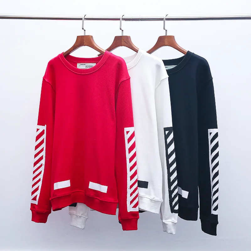 OFF-WHITE Повседневная хлопковая круглая шея с длинным рукавом коробка диагональные полосы уличная спортивная мужская Толстовка женские пальто