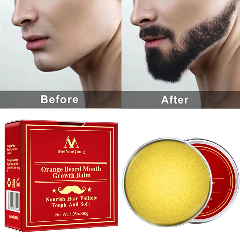 Natural Orange Organic Beard Oil Beard Wax balm Hair Loss Products Leave-In Conditioner for Groomed Beard Growth Health Care 30g