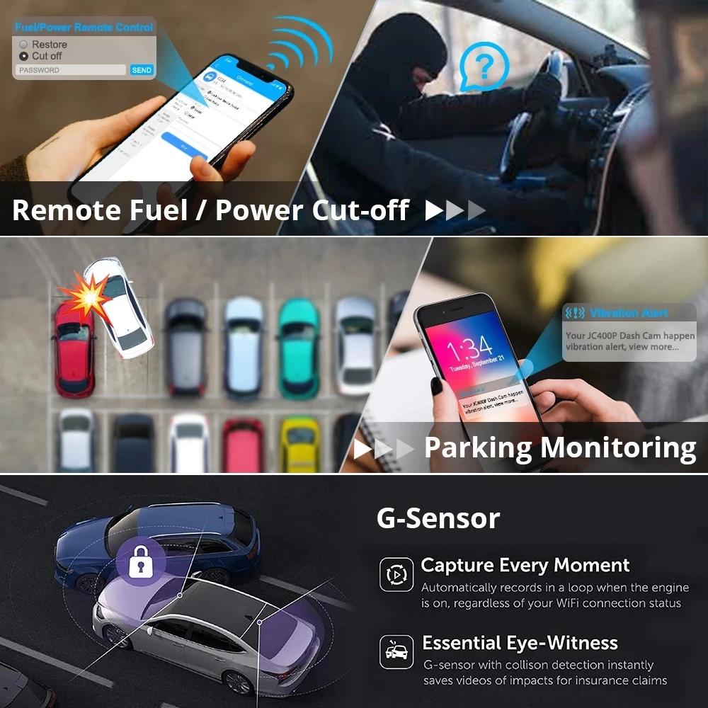  4G ڵ DashCam JC400P UBI  ķ 2 ̺ Ʈ  -  APP 1080P ڴ GPS   ڵ ī޶