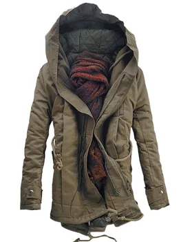 

Men Slim Fit Padded Coat Warm Parka Trench Hooded Jacket Winter Outwear