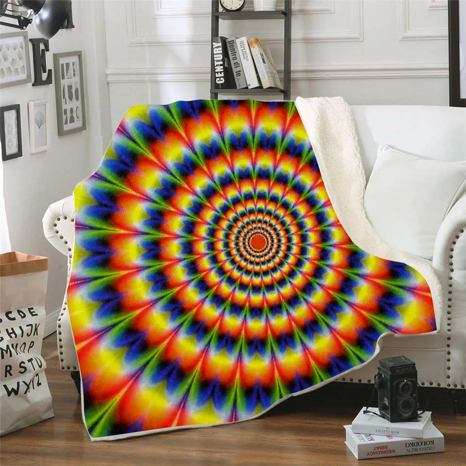 Красочное Psychedelic tie dye одеяло 3D Полное печатное носимое для взрослых/детей