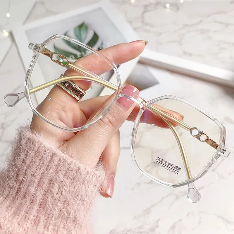 

New Square Transparent Thin Black Metal Frame Ultra Light TR Anti-blue Reading Glasses Women 0,-1.0,-1.5,-2.0,-2.5,-3.0 To -6.0