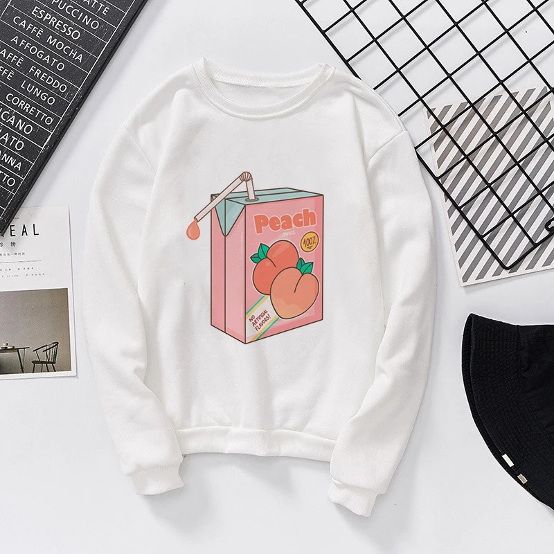 Осенняя мода стиль напиток печати мультфильм стиль Harajuku Повседневная мода личности уличные спортивные ветер Женская толстовка, худи - Цвет: 2681