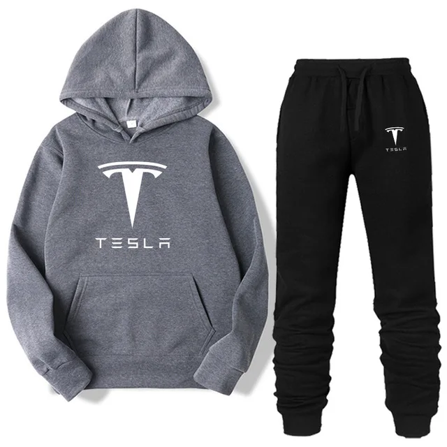 Dark grey-W Новая брендовая одежда, мужские повседневные толстовки, пуловер TESLA, мужской спортивный костюм, толстовки из двух частей+ штаны, спортивные рубашки, осенне-зимний комплект - Цвет: Dark grey-W
