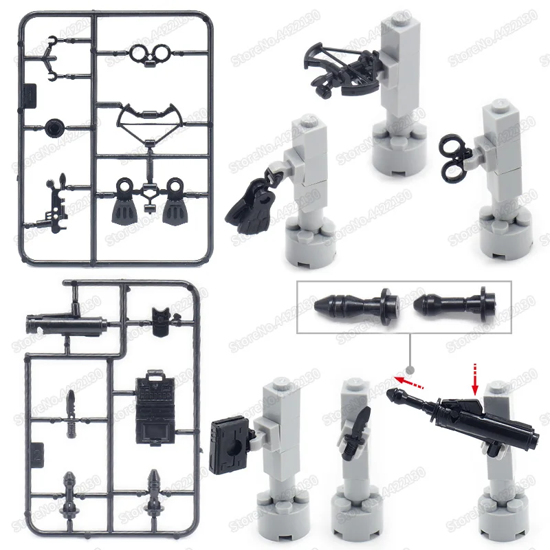 

Military Figures Weapons Building Blocks Crossbow Catapult Guns Computer Handcuffs Dagger Model Set ww2 Army Equipments Moc Toys