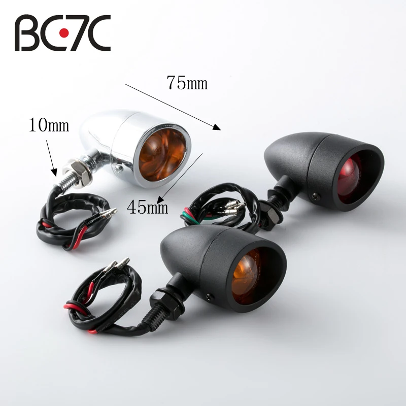 Universal Motorcycle Black Bullet Turn Signal Light Amber Lamp For Harley Suzuki Kawasaki Yamaha Chopper Bobber |