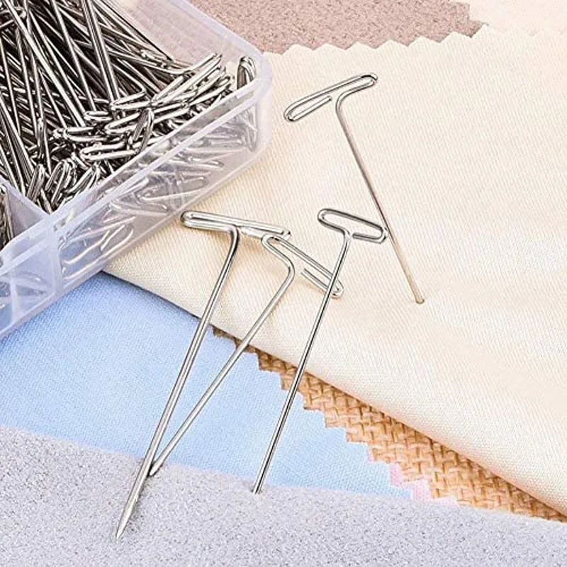 50/100Pcs T Pins With Plastic Box Silver Pins For Foam Head Stainless Steel  T-Pins For Blocking Knitting 38mm/1.5inch Wig T Pin - AliExpress