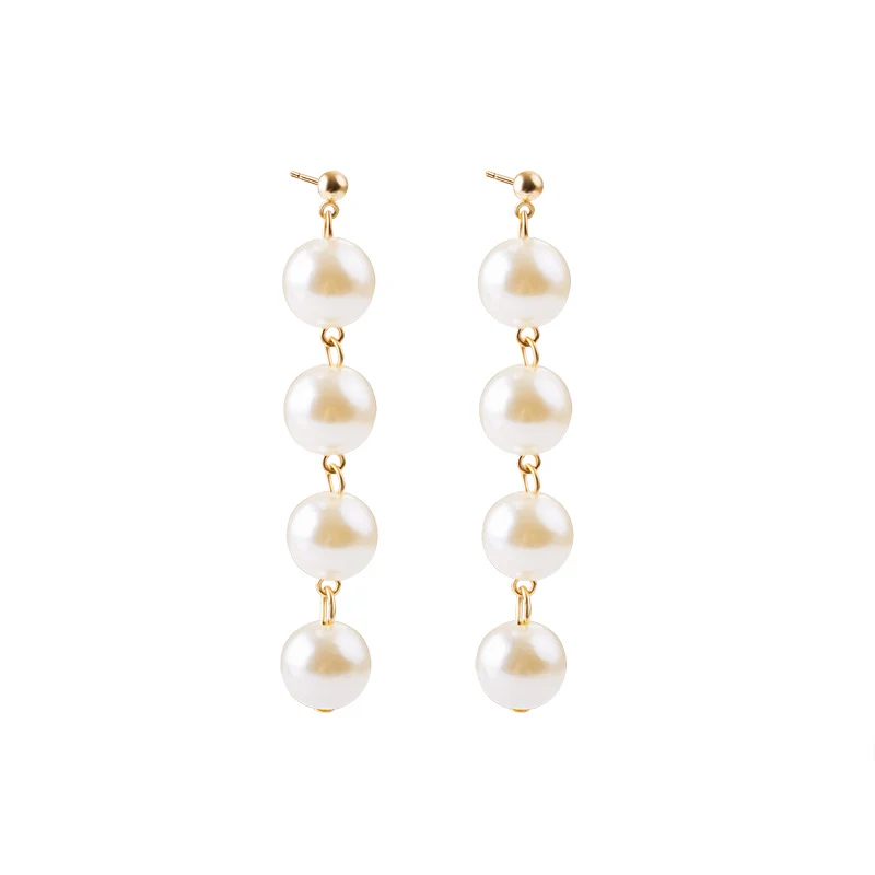 

DE1302 Temperament Earrings Korean Famous Woman Elegant Personality Simple Baitao Long Pearl Ear Hole Ear Clip Woman