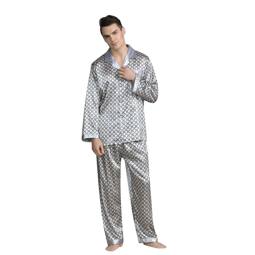 Feitong pijama hombre, Мужская Новая мода, черный, серый цвет, с длинными рукавами, с принтом, домашняя одежда, одежда для сна, Пижамный костюм, pijama masculino