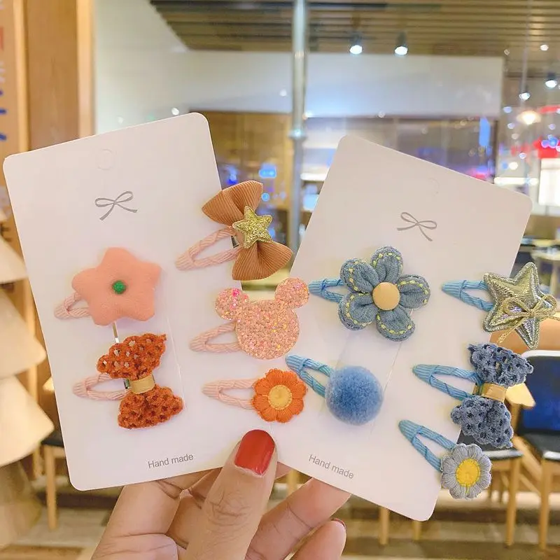 Girls Hair Accessories 5/6pcs/Set Hair Clips for Girls Baby Cute Cartoon Animal Kids Hairpins Flower Barrettes Headdress