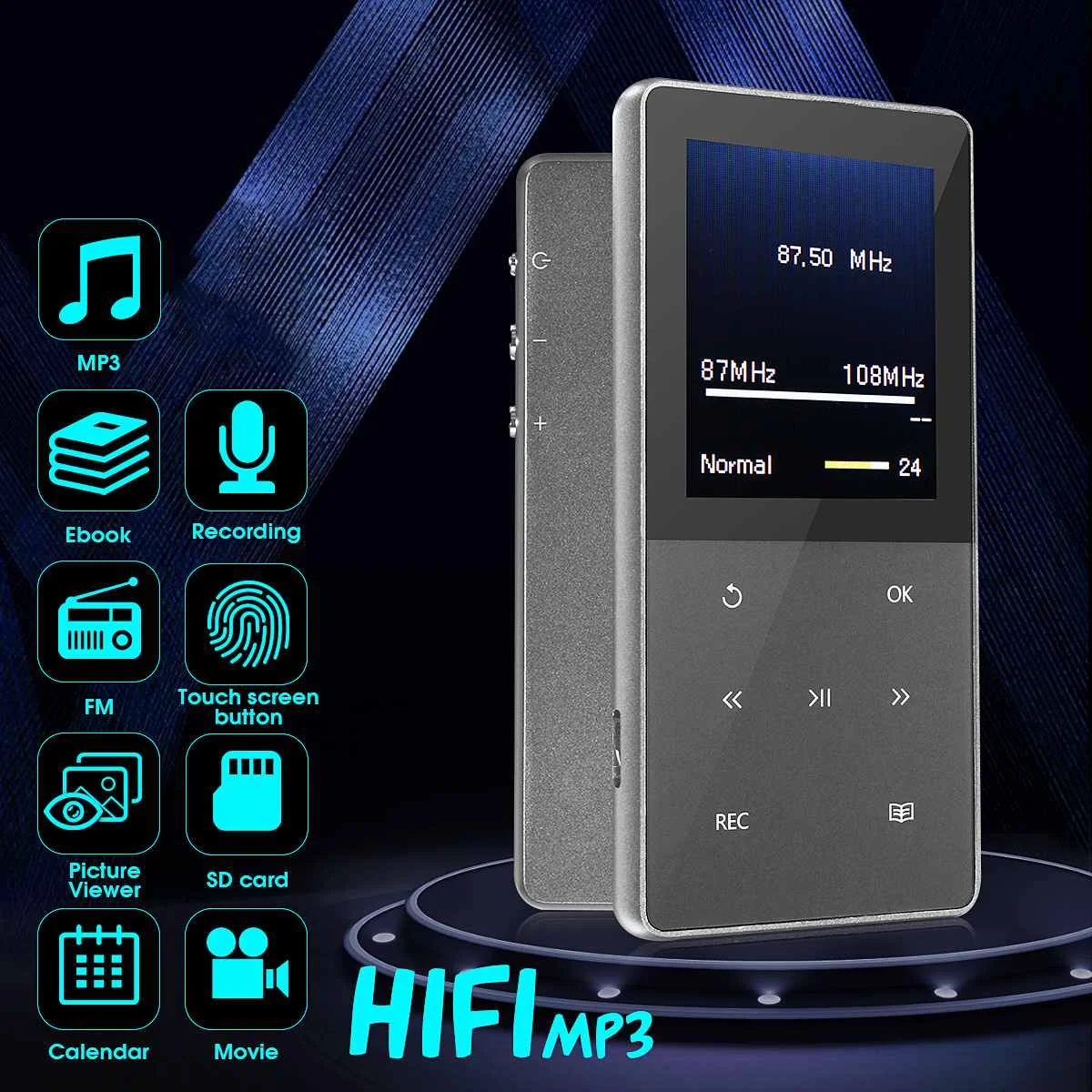 

1.8 Inch Touch Screen MP3 Player Audio Ultra thin 8GB Music Player Color Screen High Quality Lossless HiFi Sound bluetooth MP3